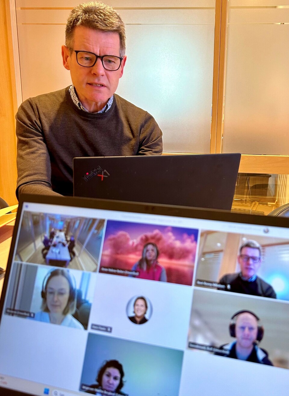 Forbundsleder Bent Ronny Mikalsen i Teams-møte med den nasjonale faggruppen for MR.